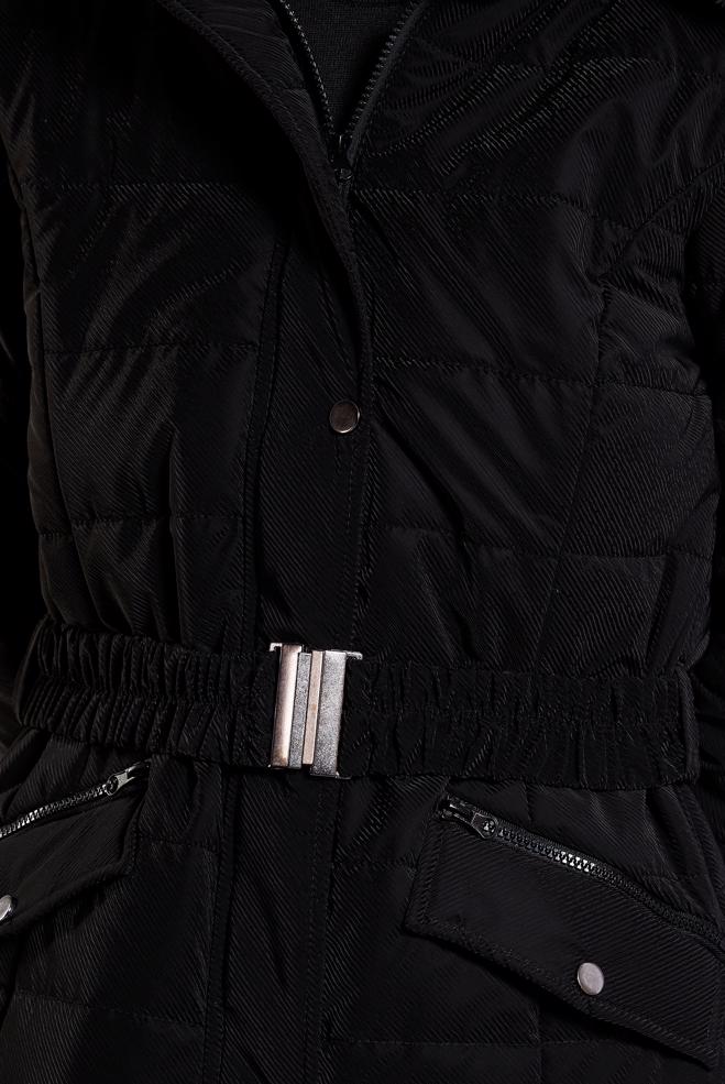 Vêtements hijab NOIR MANTEAU À CAPUCHE ET CEINTURE 90523 - ALVİNA
