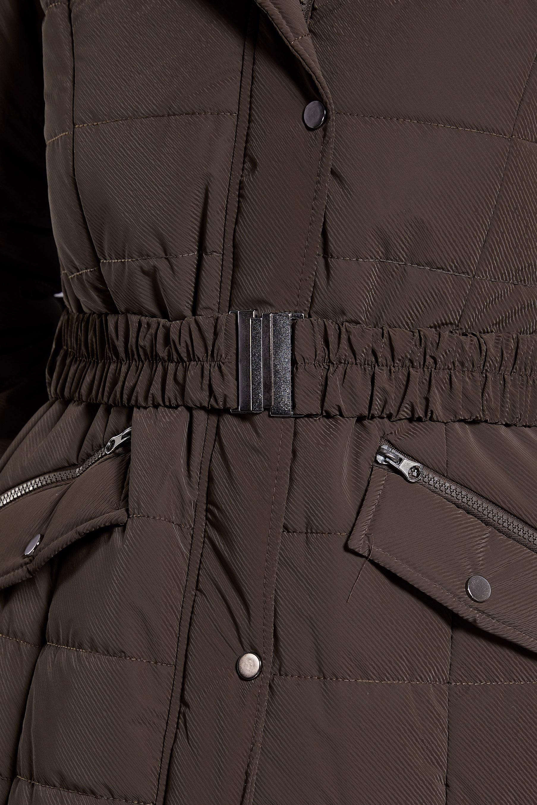 Tesettür giyim KAHVE KAPÜŞONLU KEMERLİ KABAN 90523