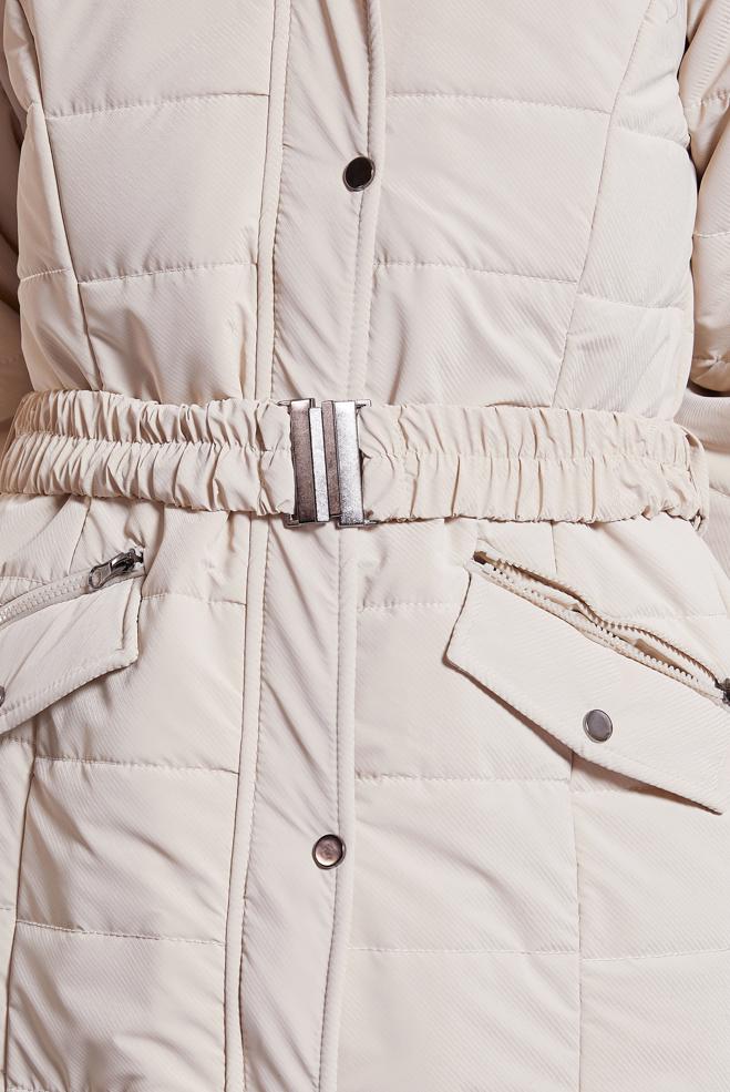 Vêtements hijab BEIGE MANTEAU À CAPUCHE ET CEINTURE 90523 - ALVİNA