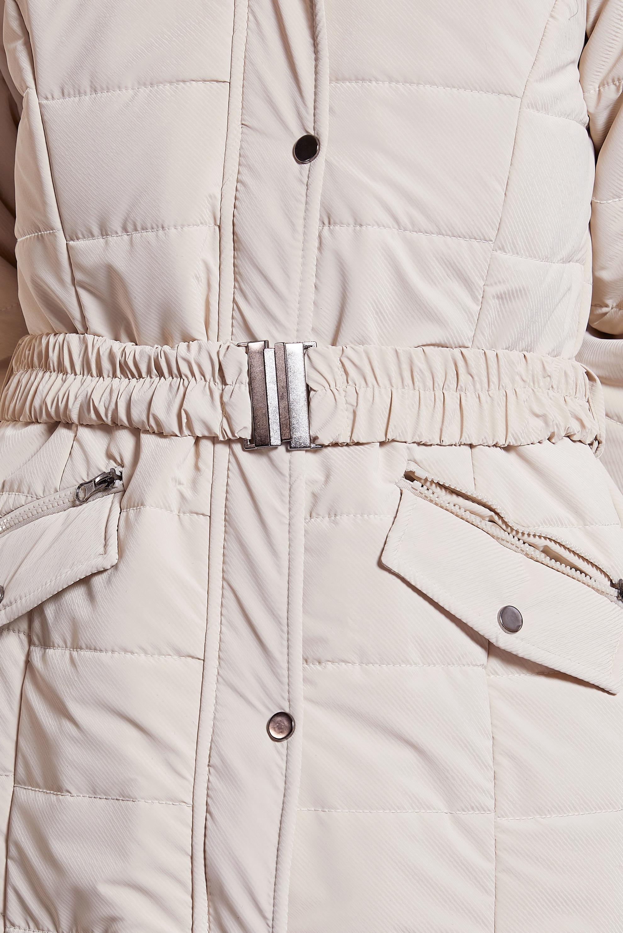 Hijab clothing BEIGE HOODED BELTED COAT 90523