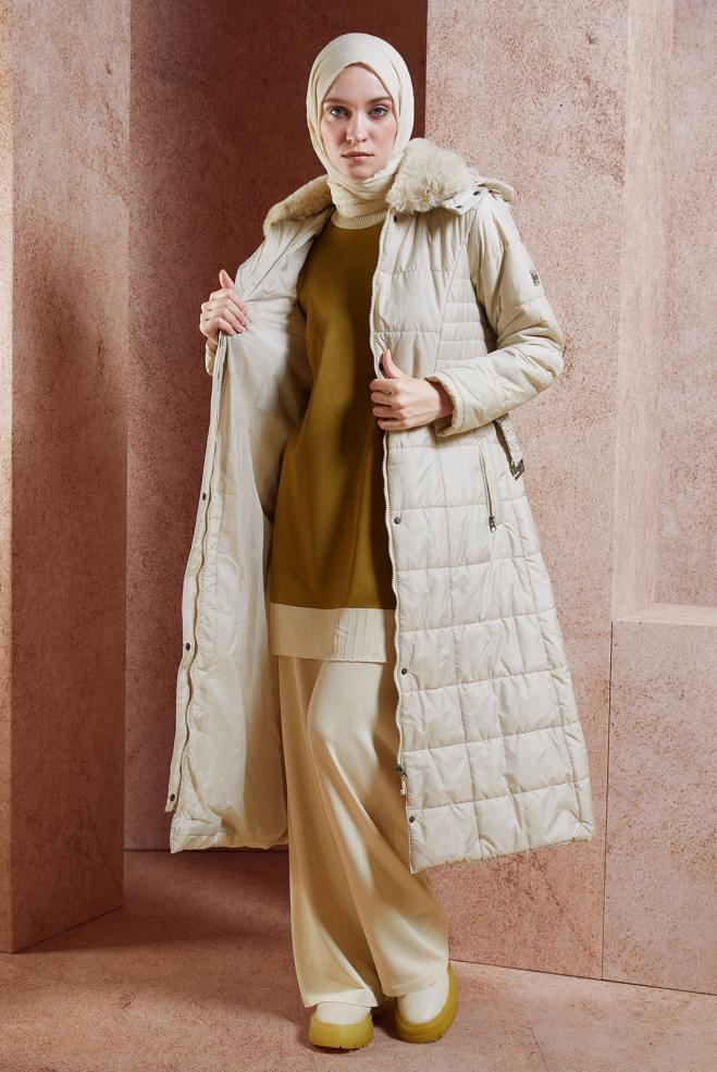 Vêtements hijab  MANTEAU À CAPUCHE 90524 - ALVİNA