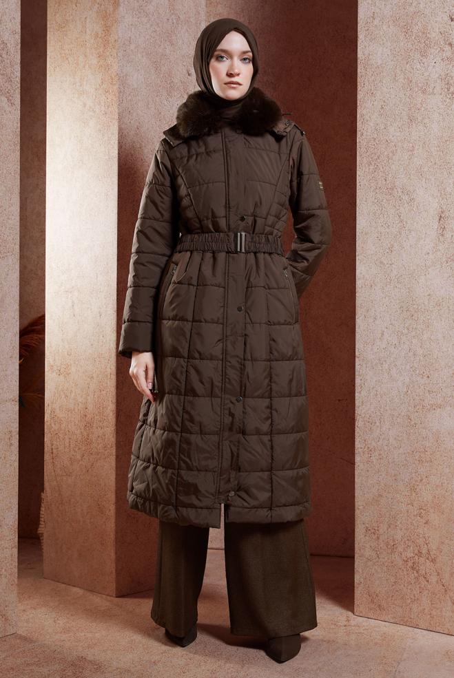 Vêtements hijab  MANTEAU À CAPUCHE 90524 - ALVİNA