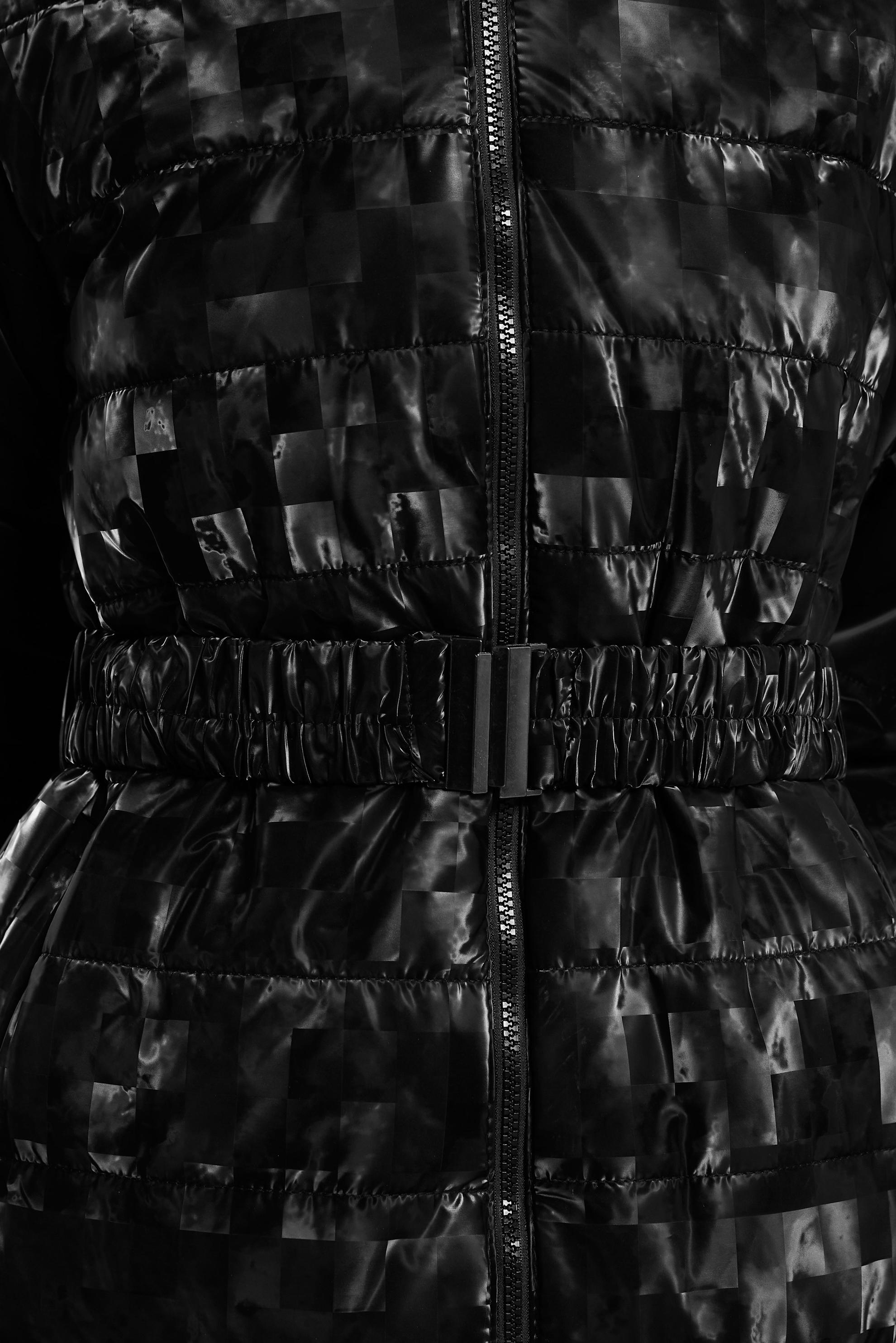 Tesettür giyim SİYAH DESENLİ KEMERLİ KABAN 90525