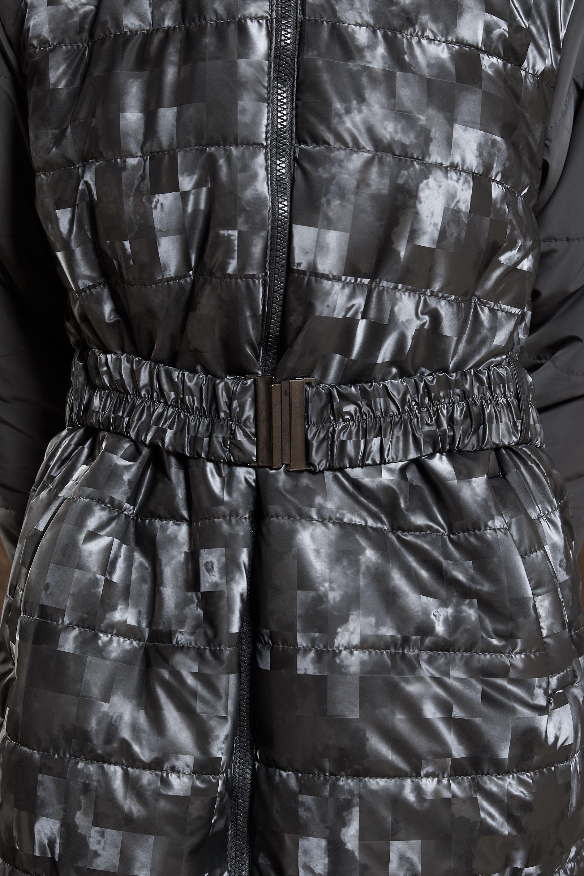 Tesettür giyim GRİ DESENLİ KEMERLİ KABAN 90525