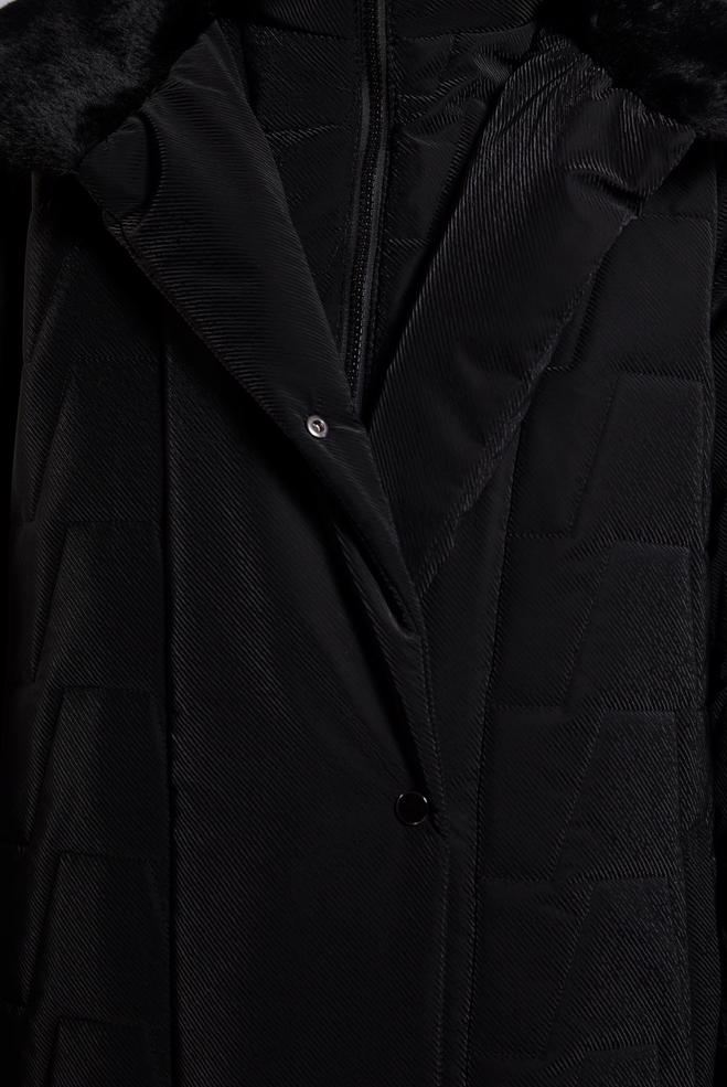 Hijab clothing BLACK FAUX FUR DETAILED COAT 90531 - ALVİNA