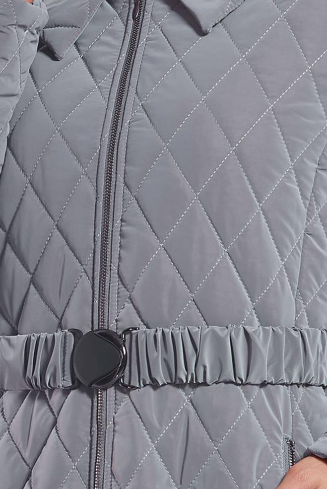 Vêtements hijab GRIS MANTEAU À CAPUCHE ET CEINTURE 90532-1 - ALVİNA