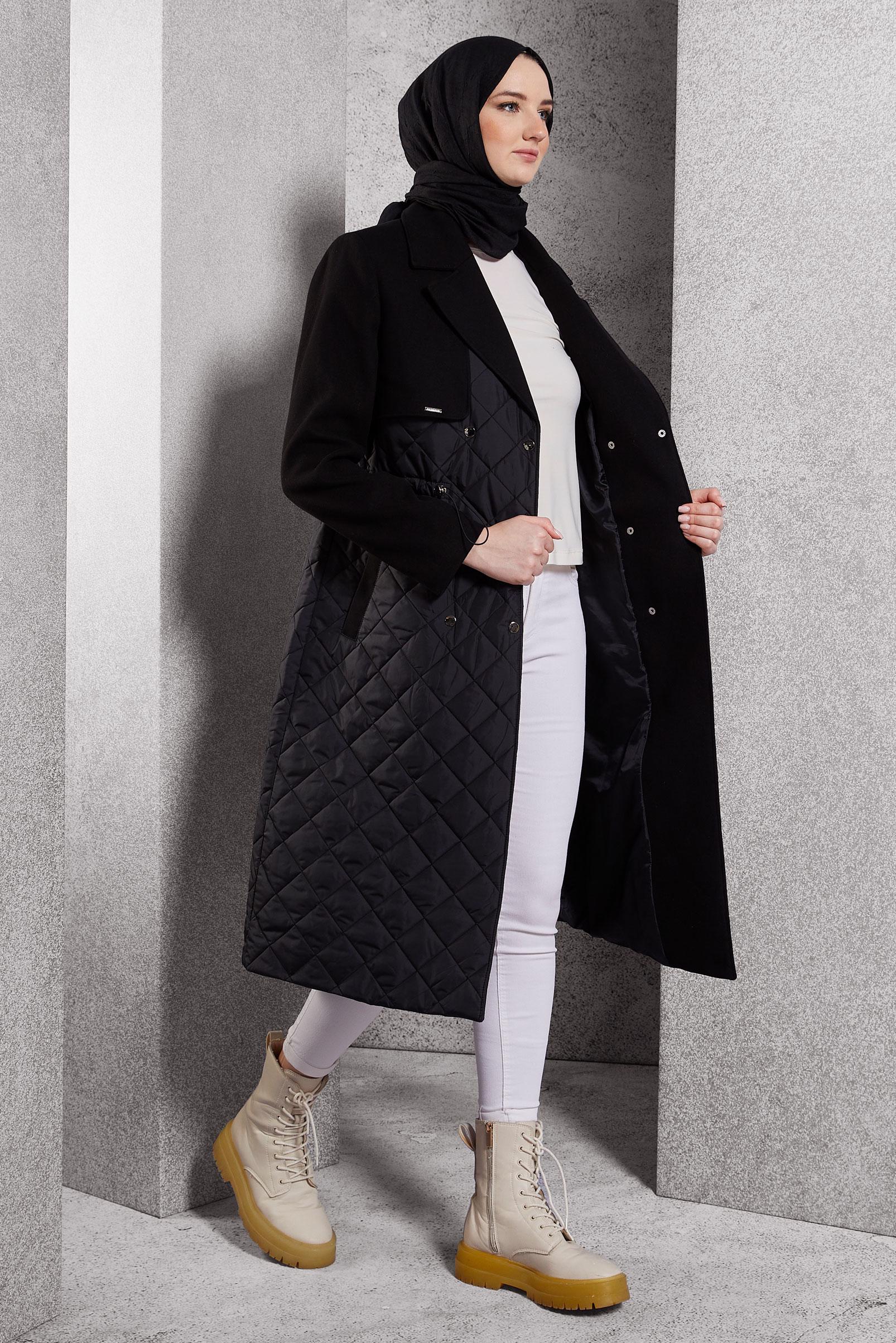 Vêtements hijab NOIR MANTEAU MATELASSÉ 90533