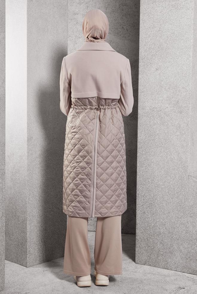 Hijab clothing BEIGE QUILTED COAT 90533 - ALVİNA