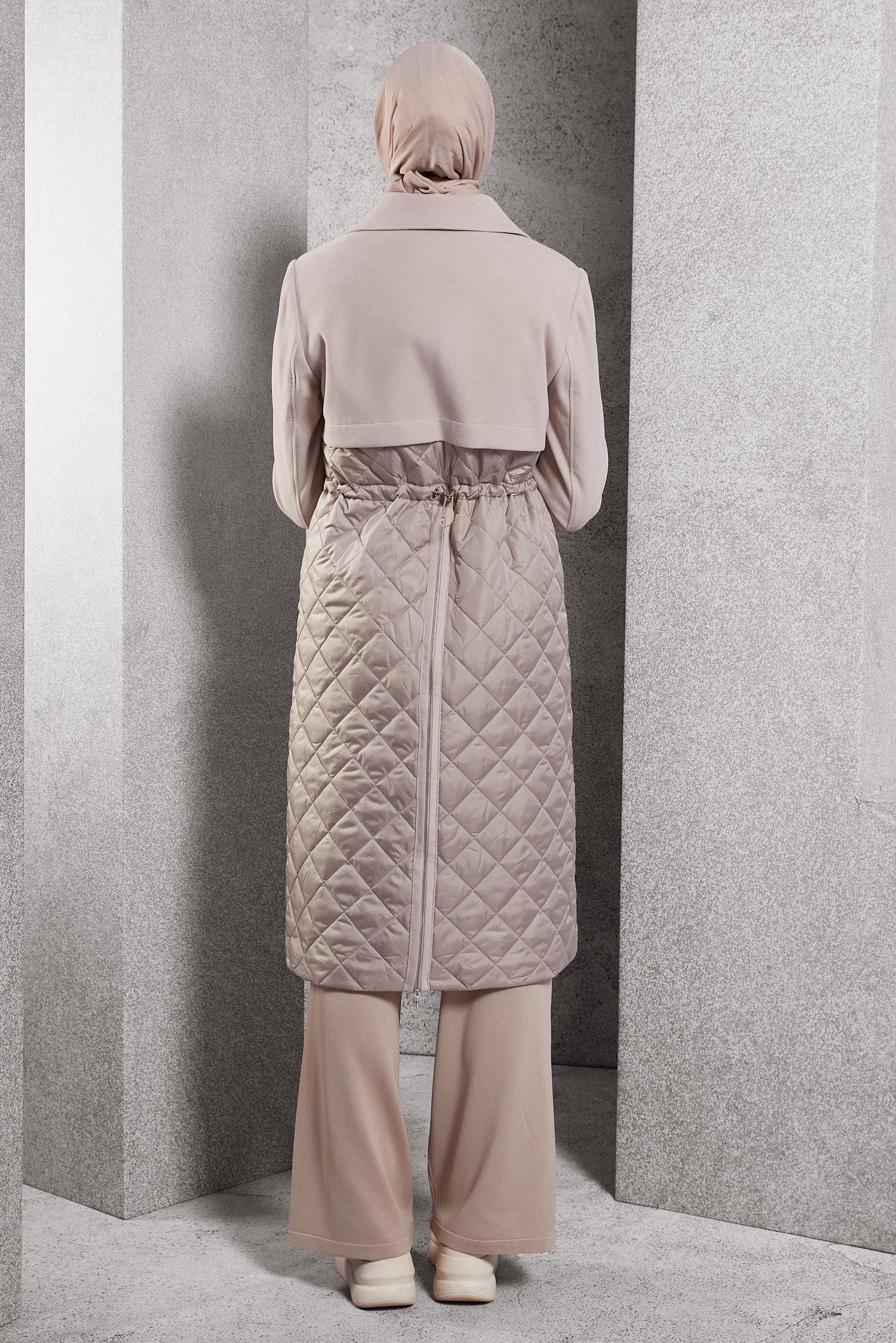 Hijab clothing BEIGE QUILTED COAT 90533