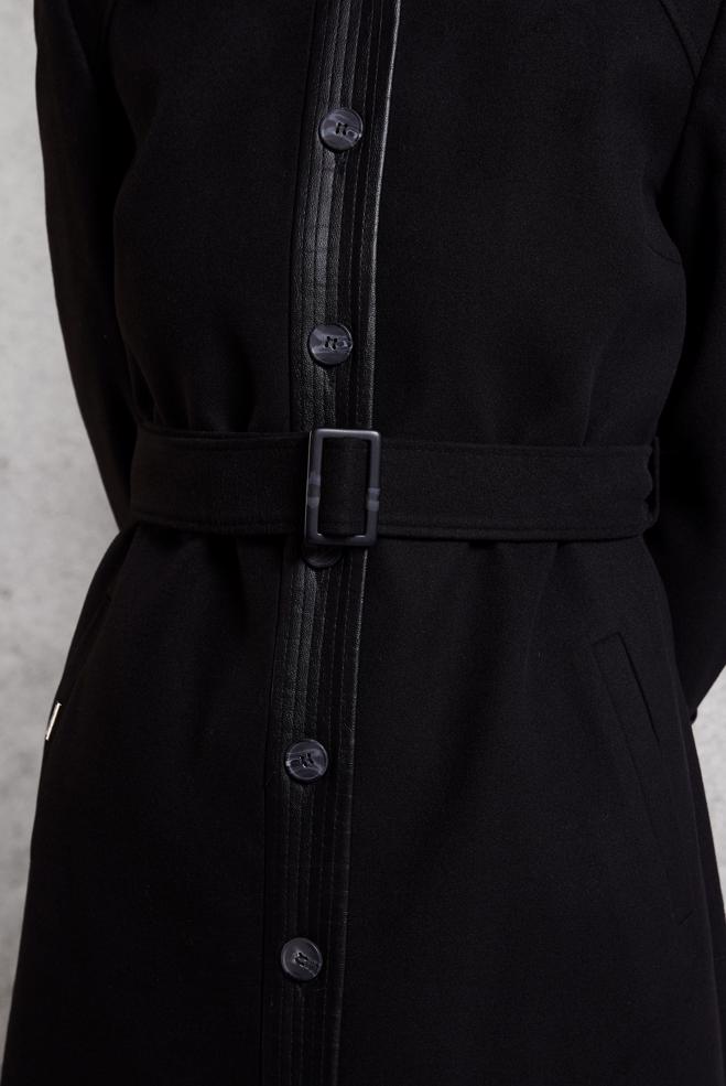 Vêtements hijab NOIR MANTEAU CEINTURÉ 90535 - ALVİNA