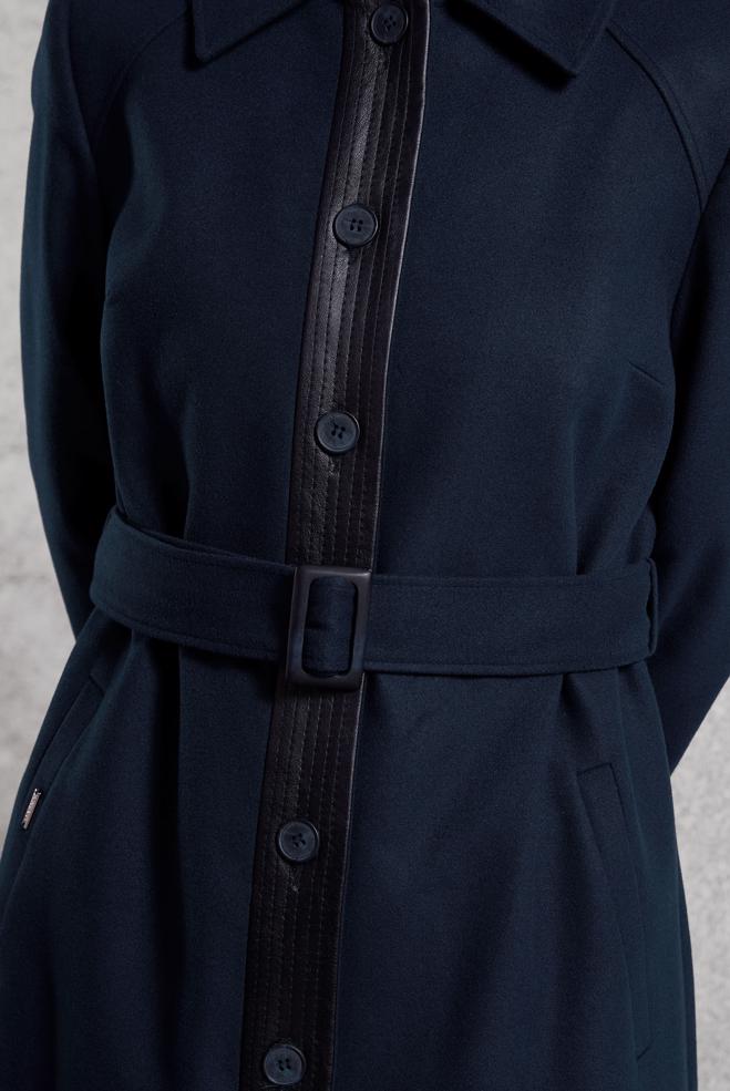 Hijab clothing NAVY BLUE BELTED COAT 90535 - ALVİNA