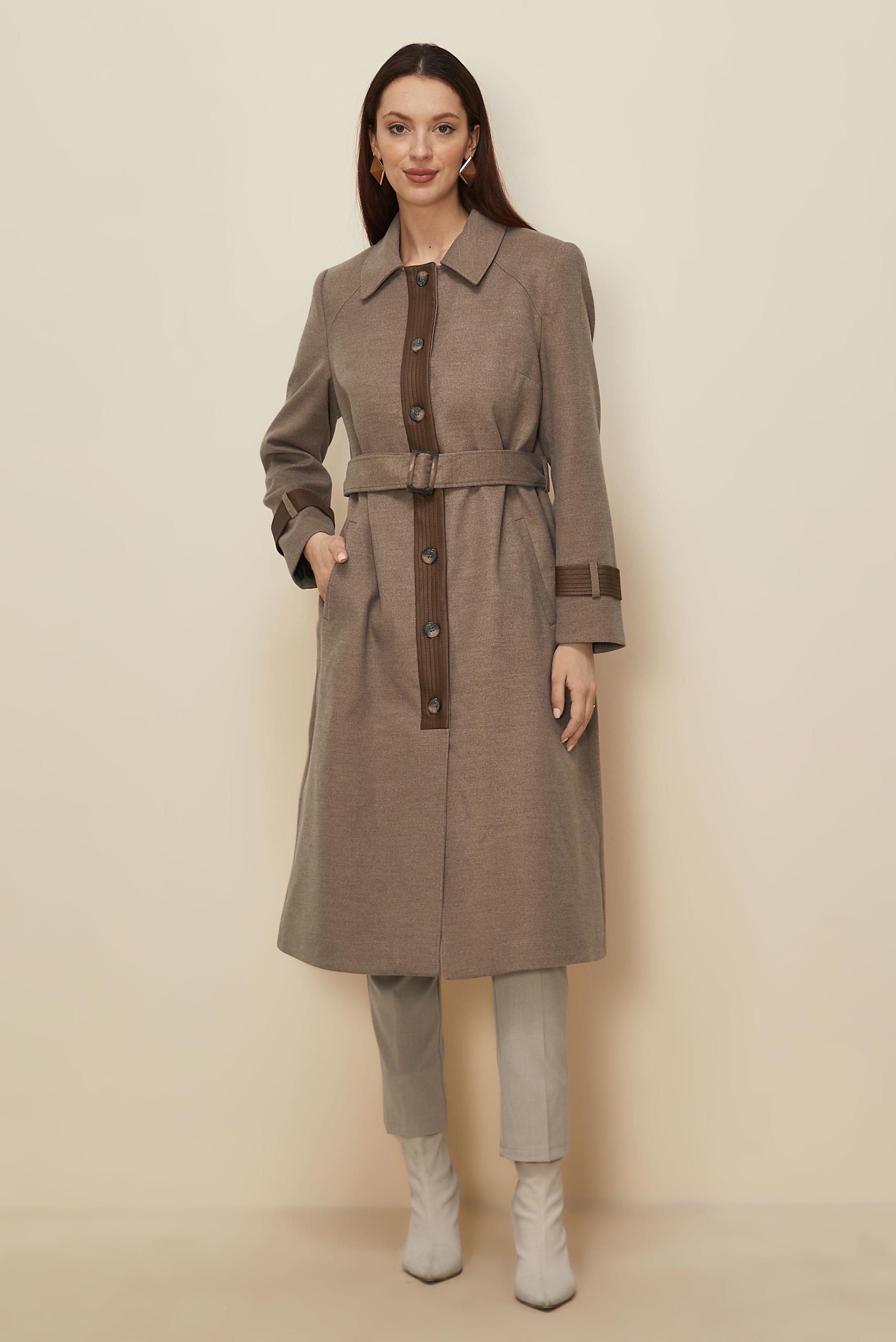 Tesettür giyim KAHVE KEMERLİ KABAN 90535