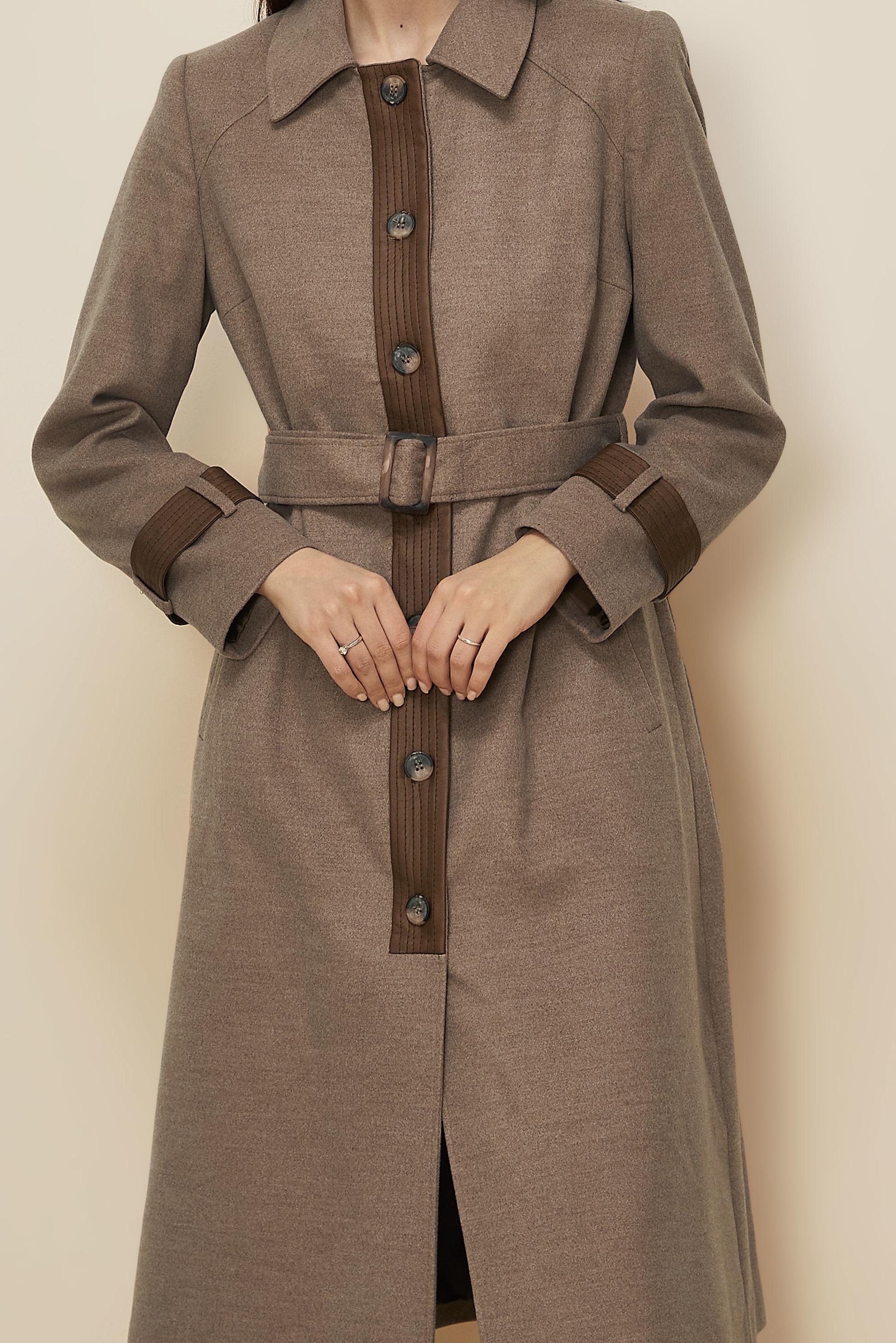 Tesettür giyim KAHVE KEMERLİ KABAN 90535