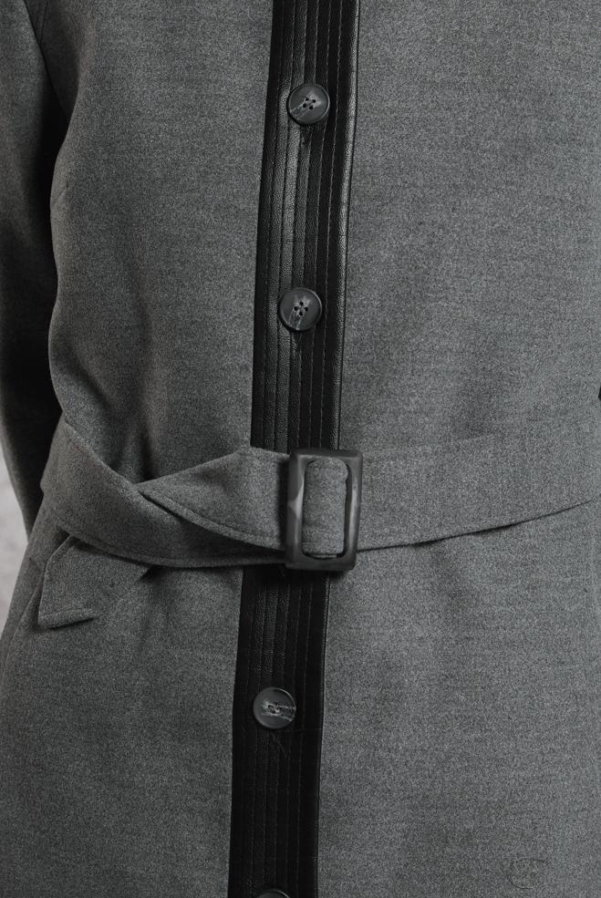 Hijab clothing GREY BELTED COAT 90535 - ALVİNA