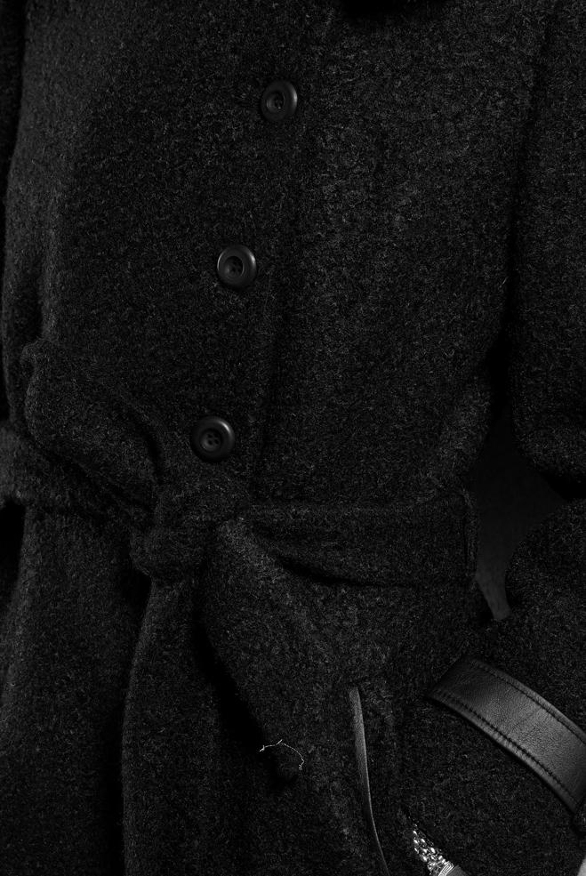 Tesettür giyim SİYAH KUŞAKLI KABAN 90536 - ALVİNA