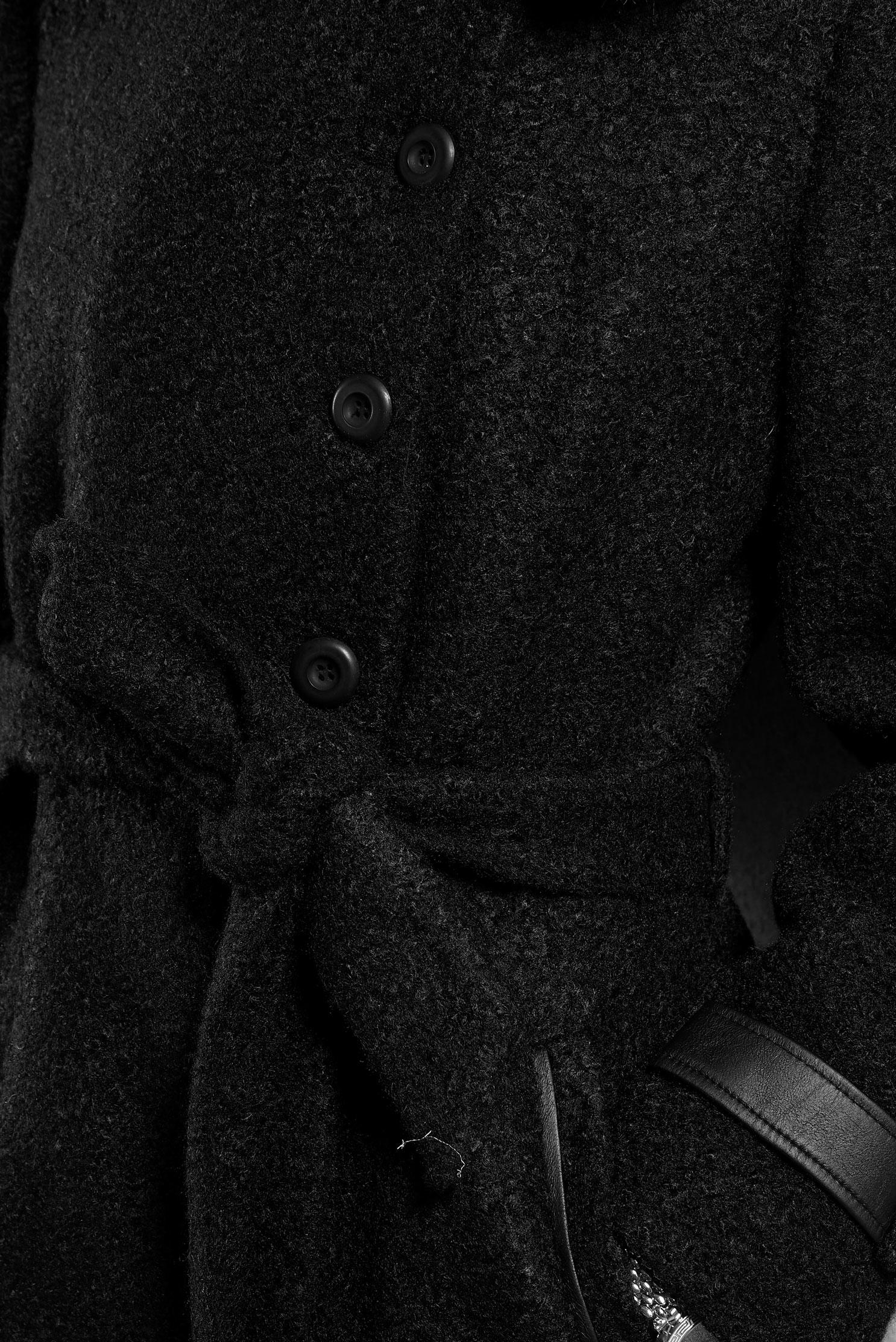 Tesettür giyim SİYAH KUŞAKLI KABAN 90536