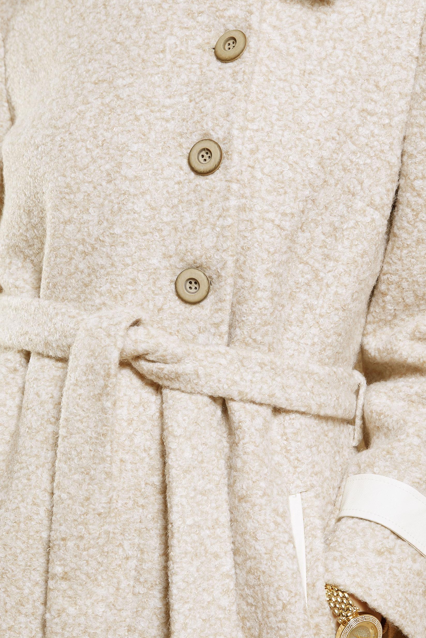 Tesettür giyim BEJ KUŞAKLI KABAN 90536