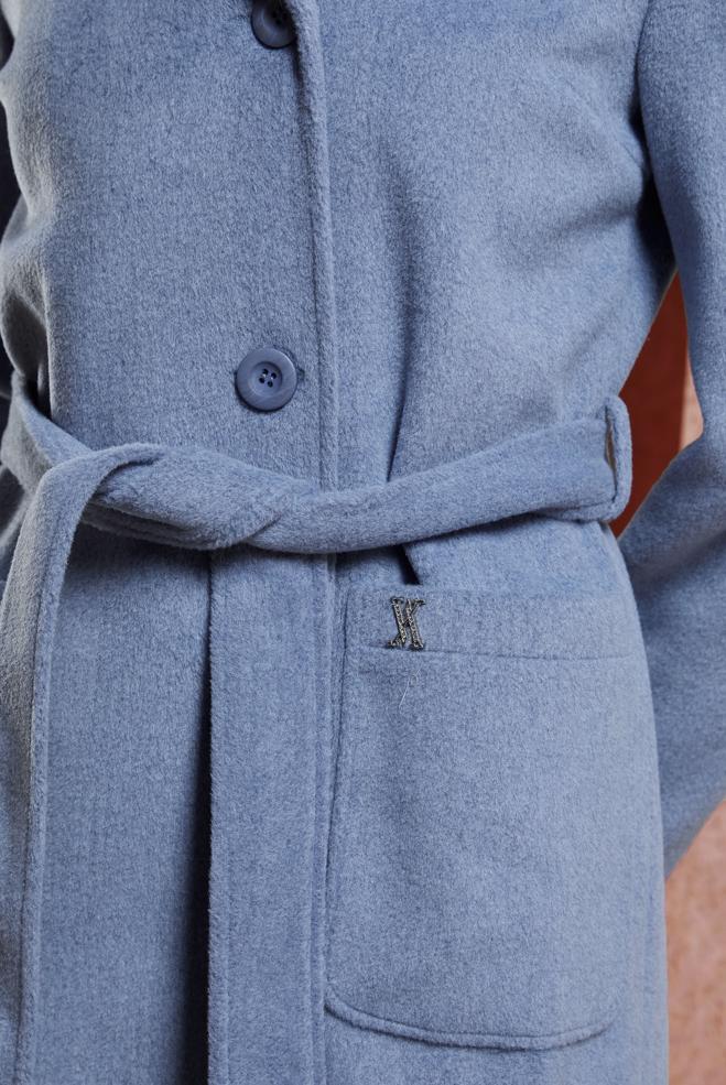 Hijab clothing NAVY BLUE HOODED BELTED COAT 90537 - ALVİNA