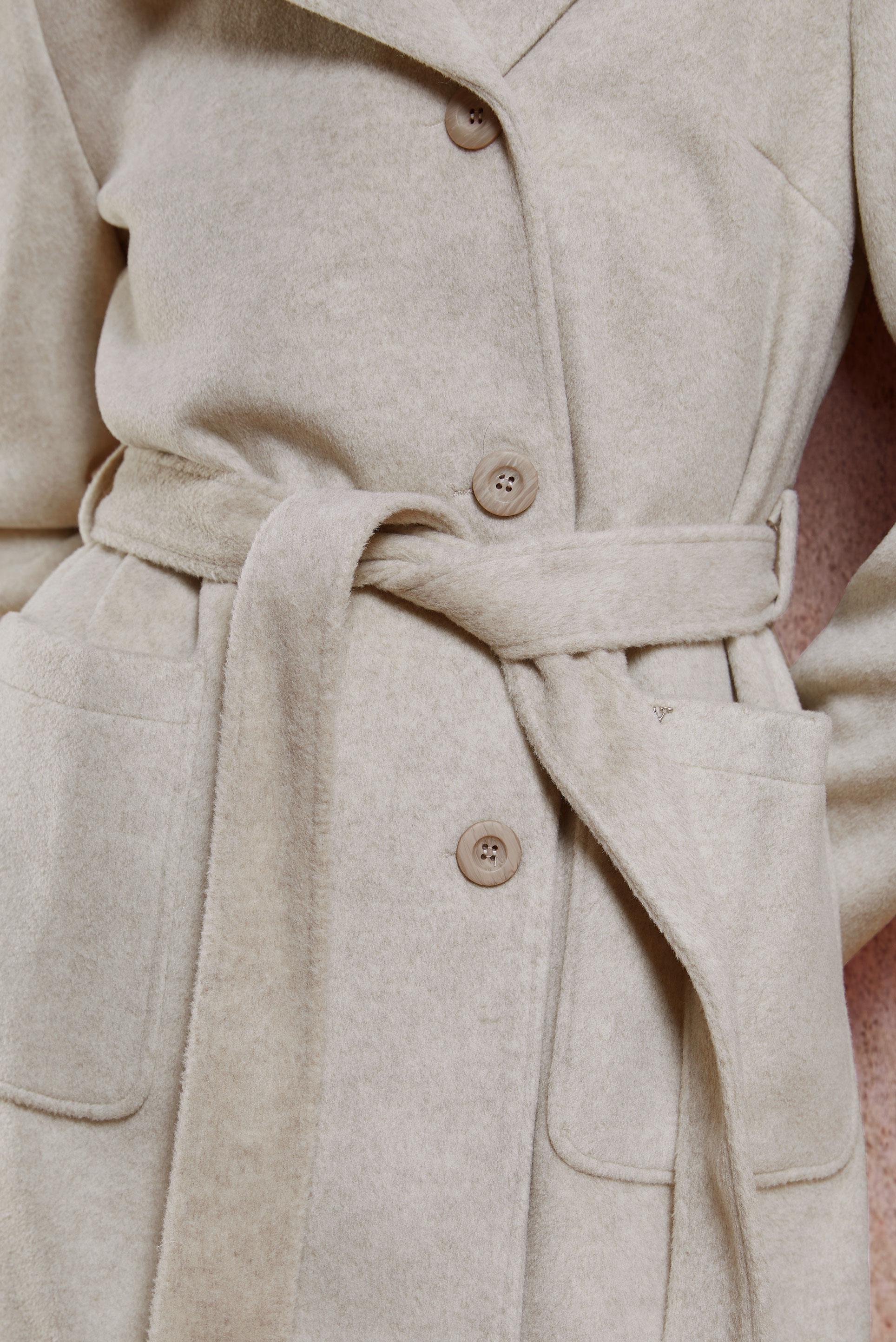 Tesettür giyim BEJ KUŞAKLI KAPÜŞONLU KABAN 90537