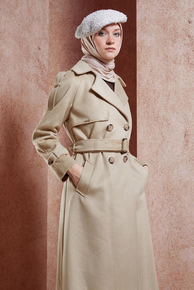 Vêtements hijab  MANTEAU CACHE CEINTURE 90539 - ALVİNA