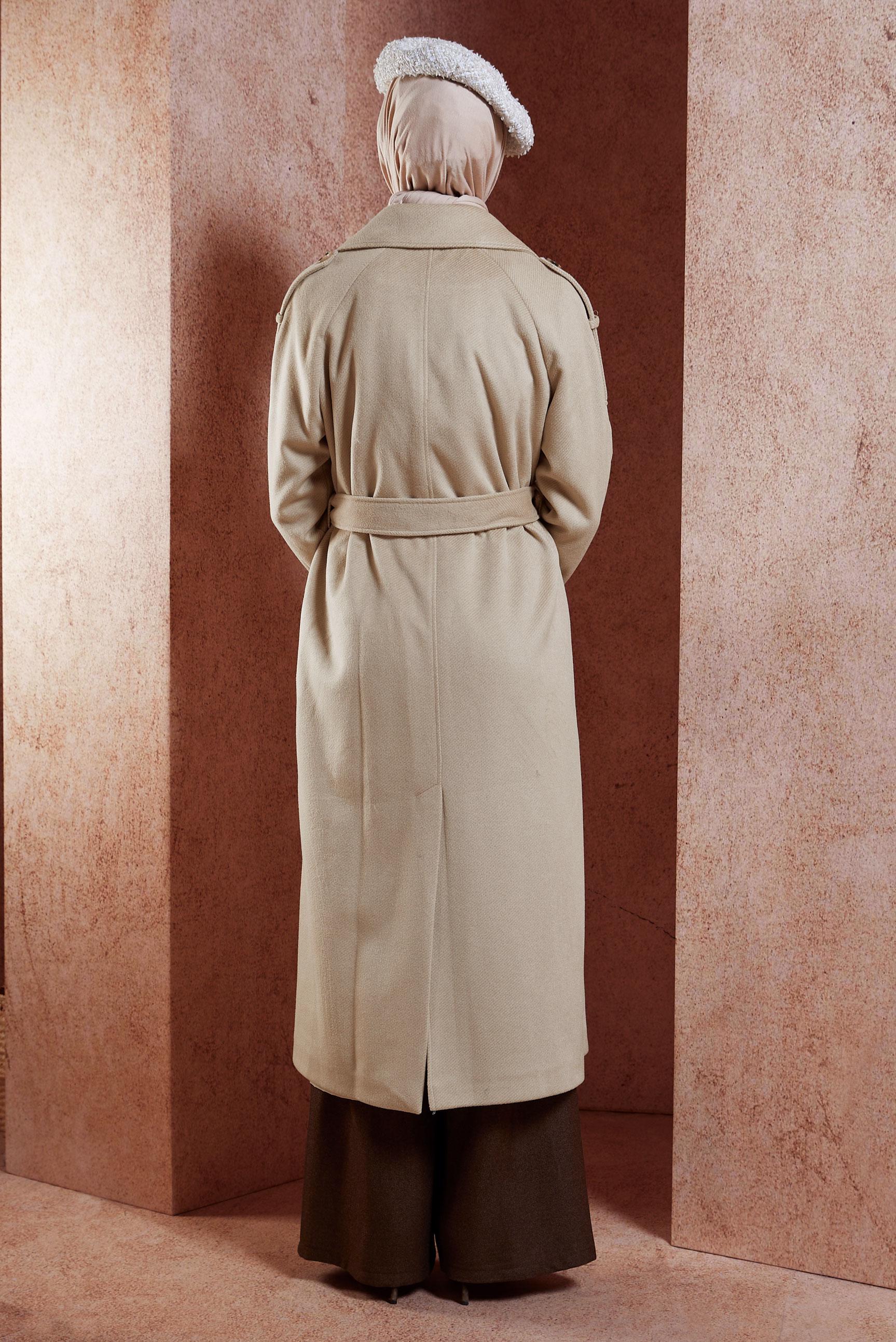 Vêtements hijab BEIGE MANTEAU CACHE CEINTURE 90539
