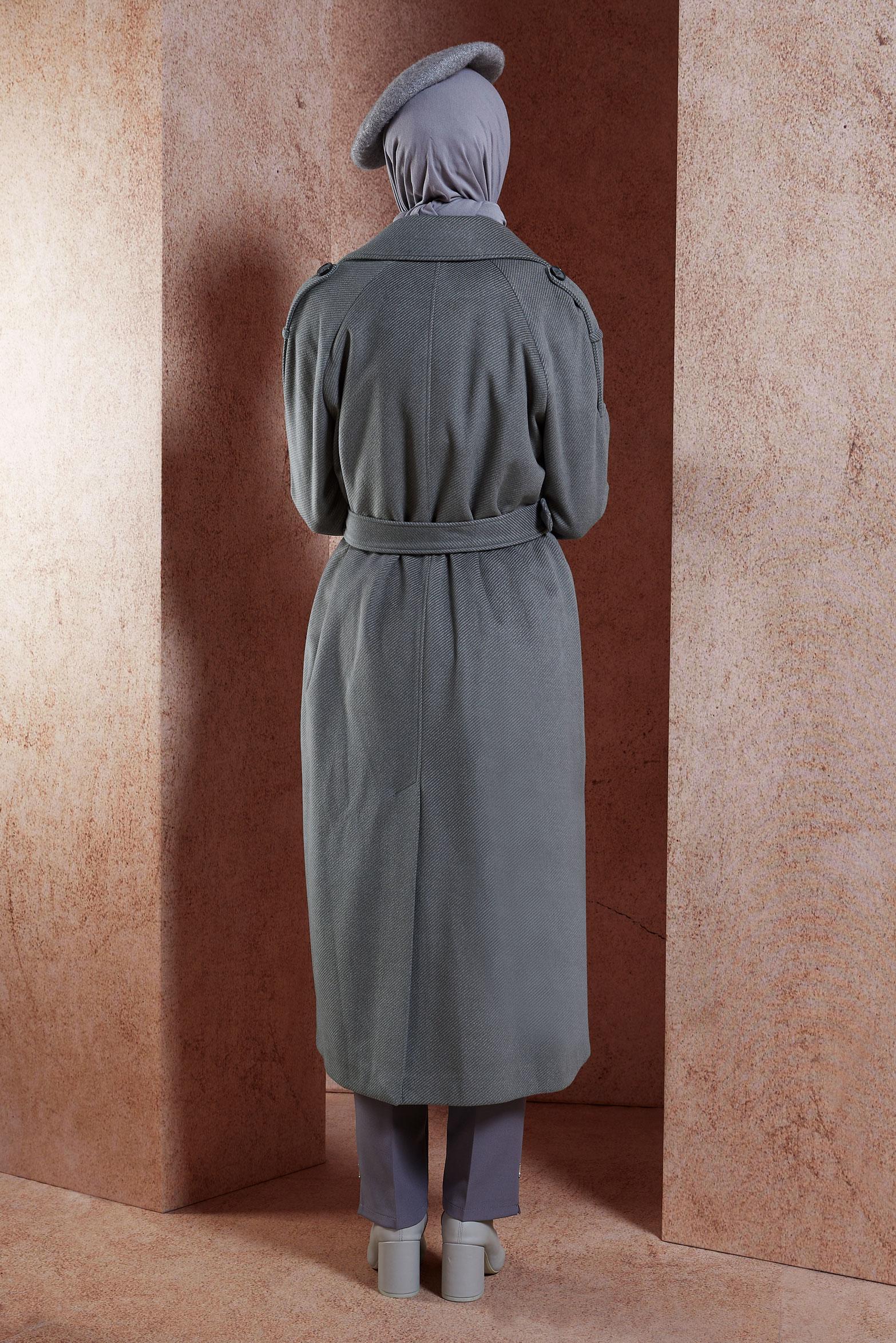 Vêtements hijab GRIS MANTEAU CACHE CEINTURE 90539