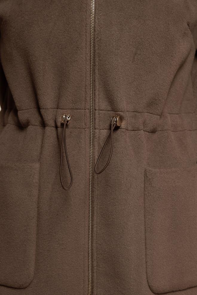 Tesettür giyim KAHVE KAPÜŞONLU KABAN 90542 - ALVİNA