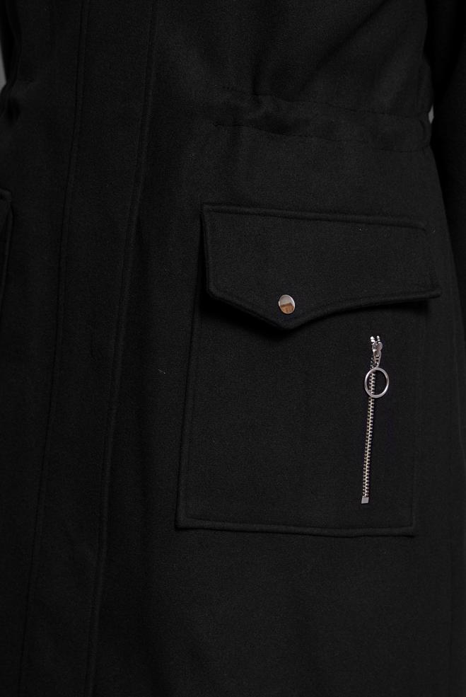 Hijab clothing BLACK HOODED COAT 90543 - ALVİNA