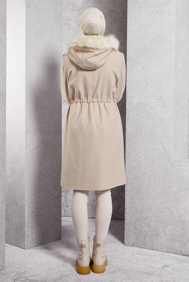 Hijab clothing BEIGE HOODED COAT 90543 - ALVİNA