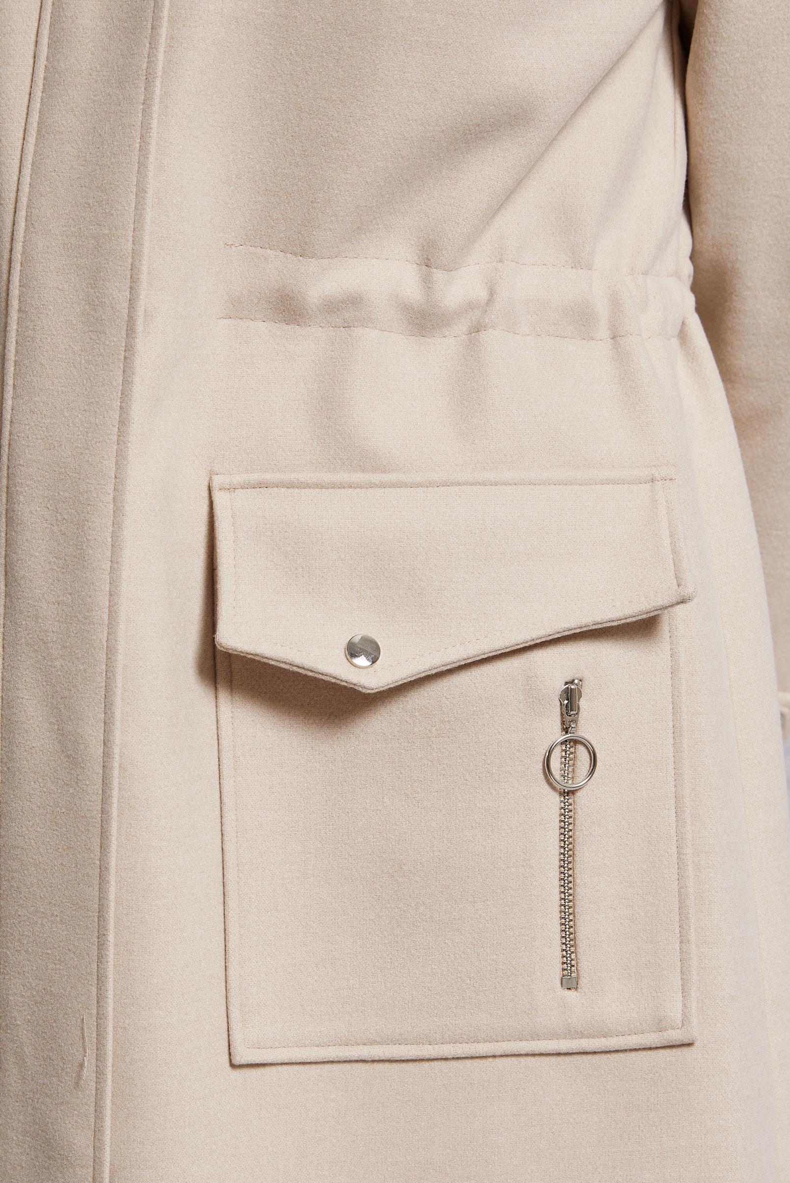 Tesettür giyim BEJ KAPÜŞONLU KABAN 90543