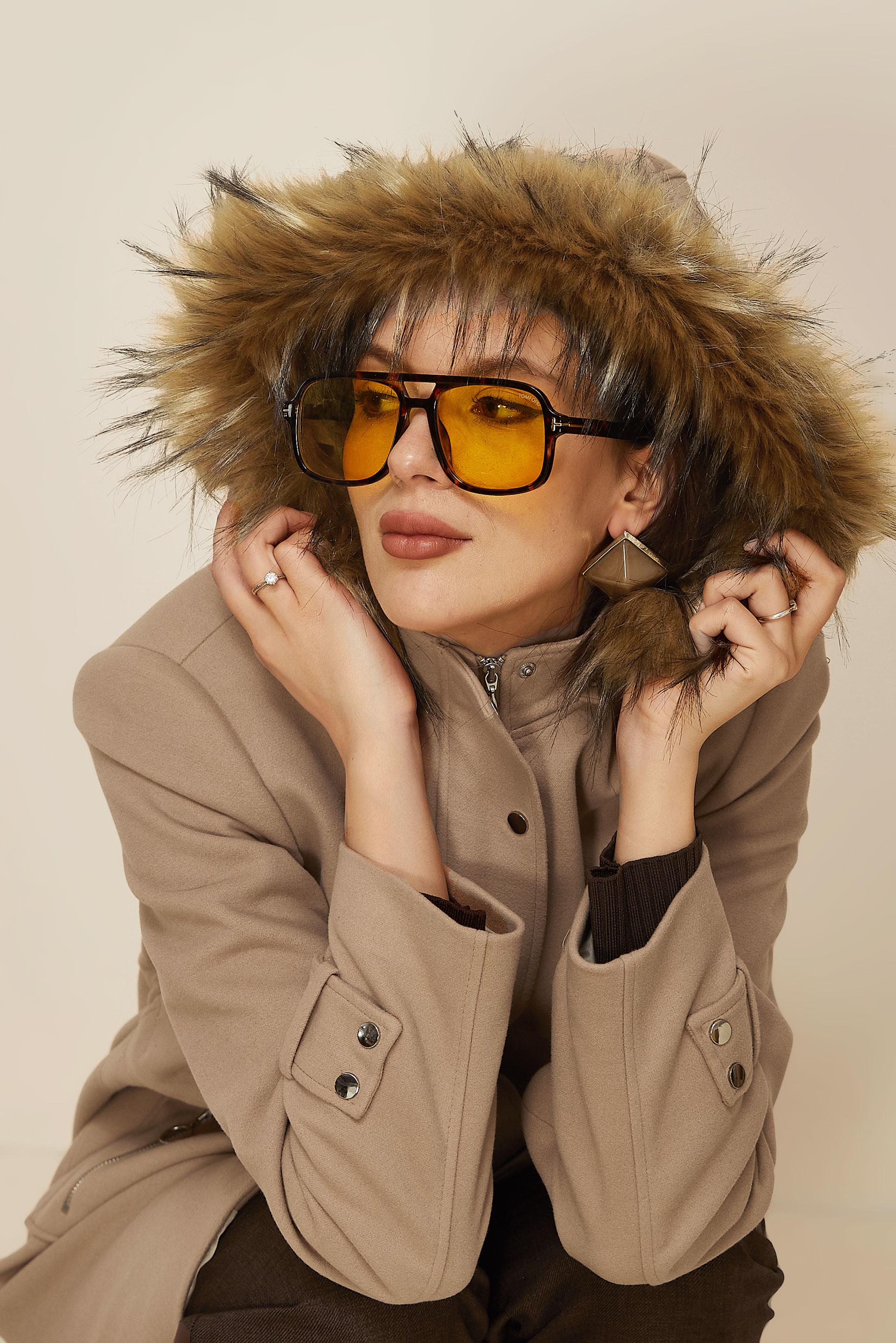 Tesettür giyim KAHVE KAPÜŞONLU KABAN 90543