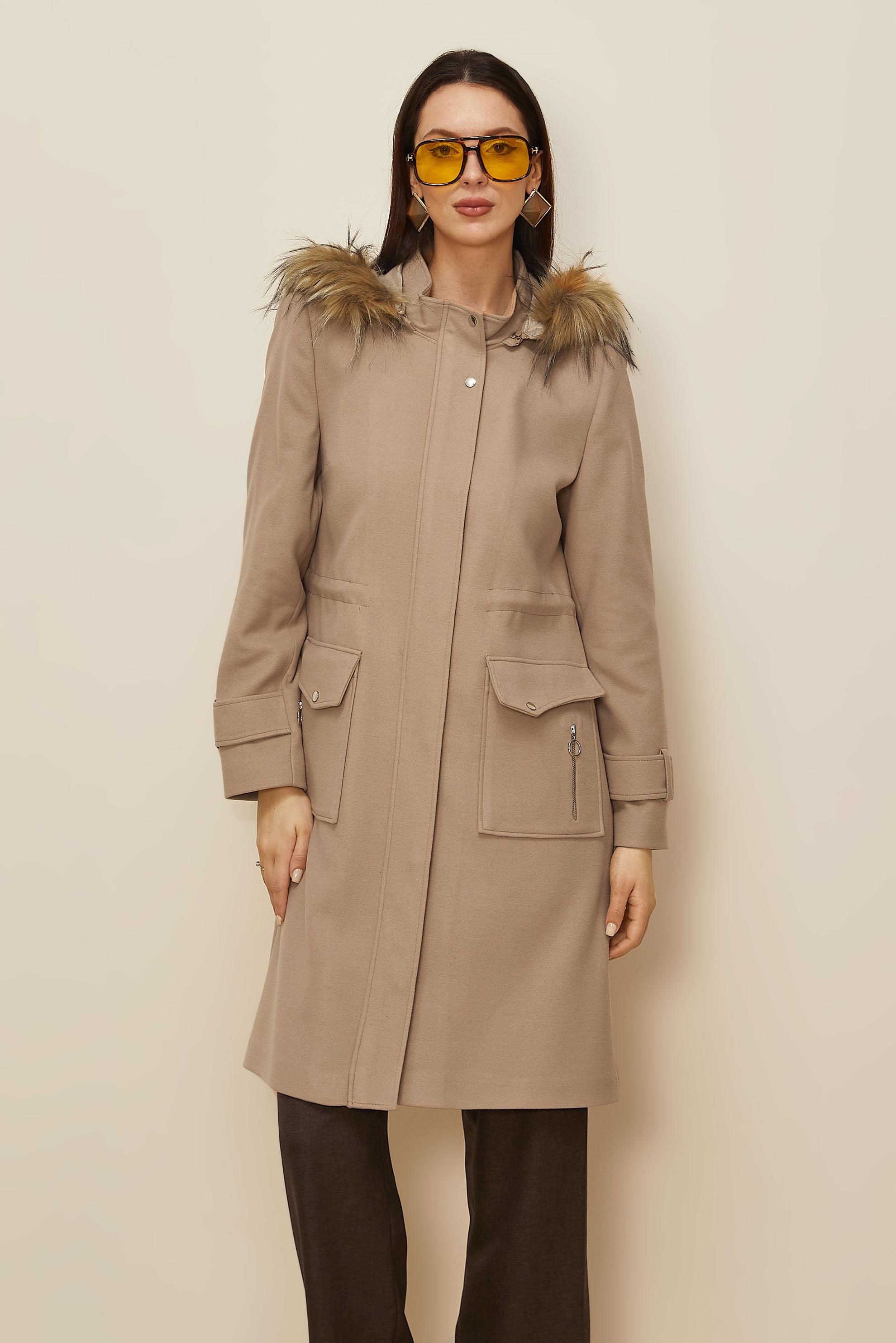 Tesettür giyim KAHVE KAPÜŞONLU KABAN 90543