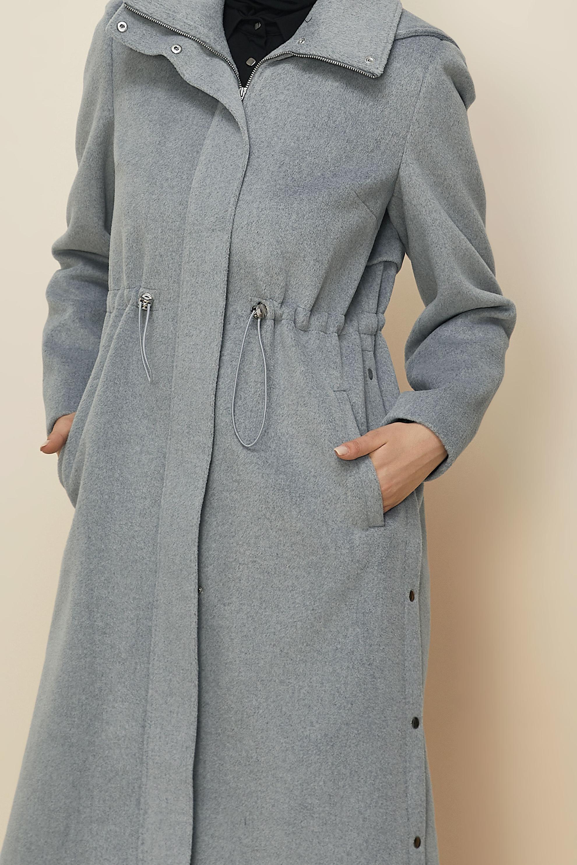 Hijab clothing GREY HOODED COAT 90545