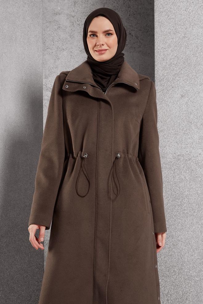 Hijab clothing BEIGE HOODED COAT 90545 - ALVİNA