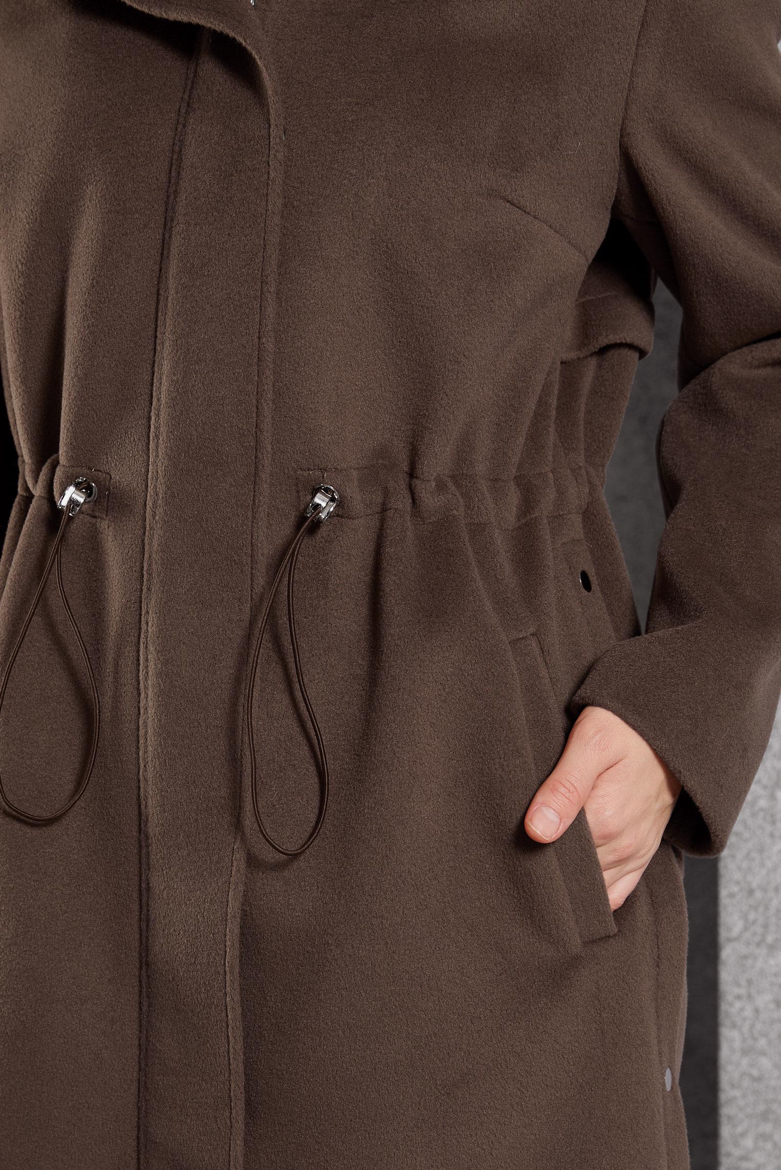 Tesettür giyim KAHVE KAPÜŞONLU KABAN 90545