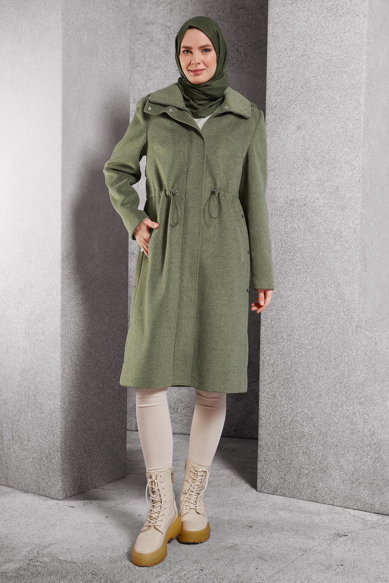 Vêtements hijab VERT MANTEAU À CAPUCHE 90545