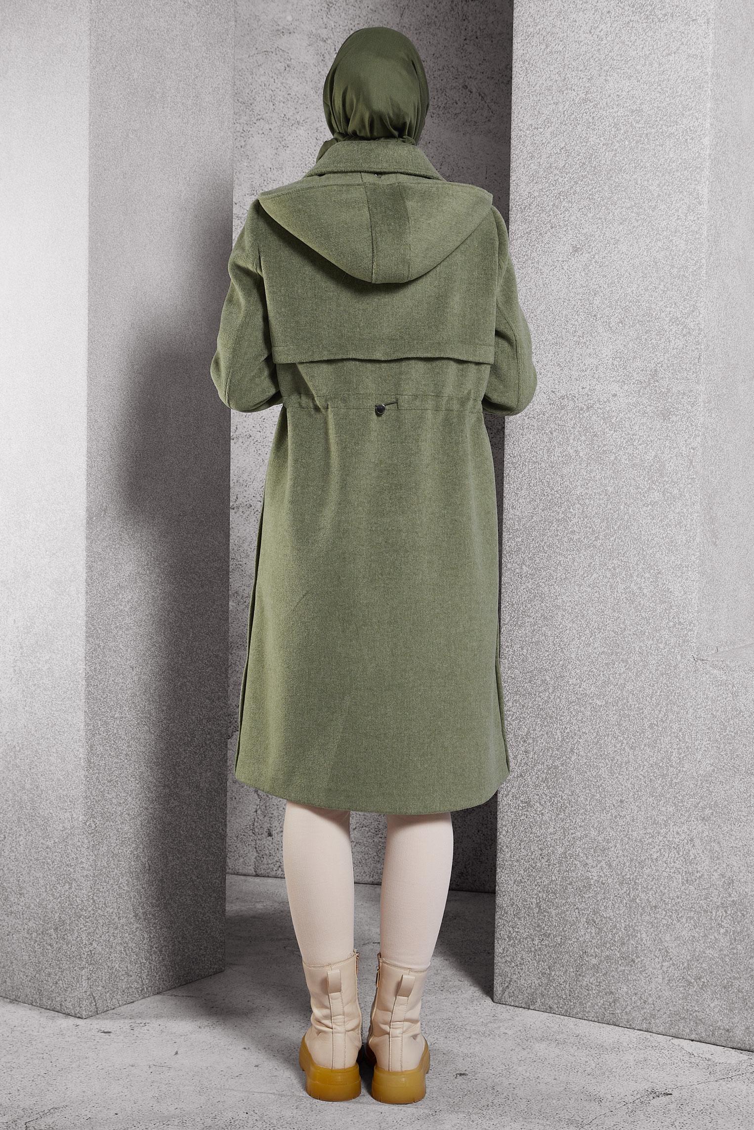 Vêtements hijab VERT MANTEAU À CAPUCHE 90545