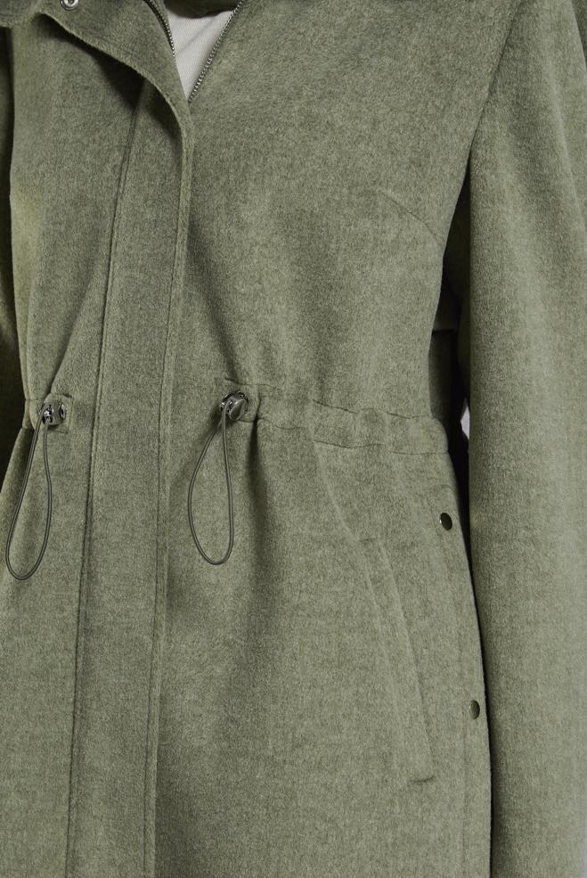 Vêtements hijab VERT MANTEAU À CAPUCHE 90545 - ALVİNA