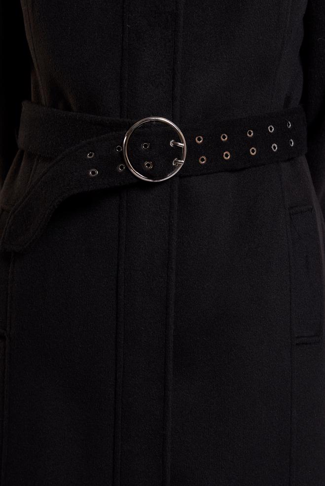 Vêtements hijab NOIR MANTEAU CEINTURÉ 90546 - ALVİNA