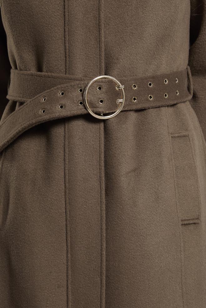 Vêtements hijab BRUN MANTEAU CEINTURÉ 90546 - ALVİNA