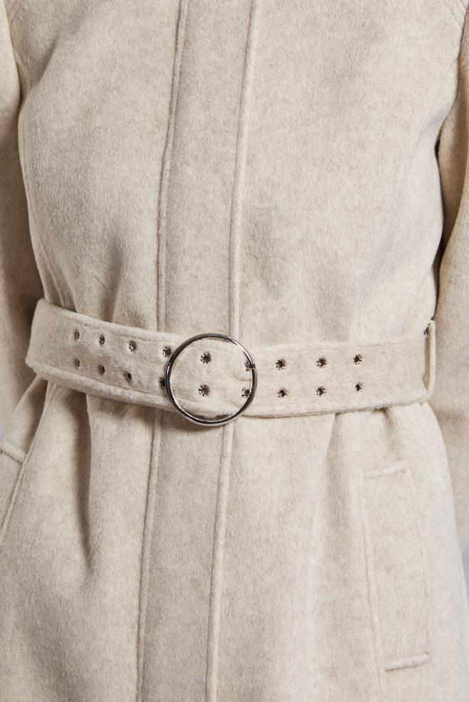 Vêtements hijab ÉCRUE MANTEAU CEINTURÉ 90546 - ALVİNA