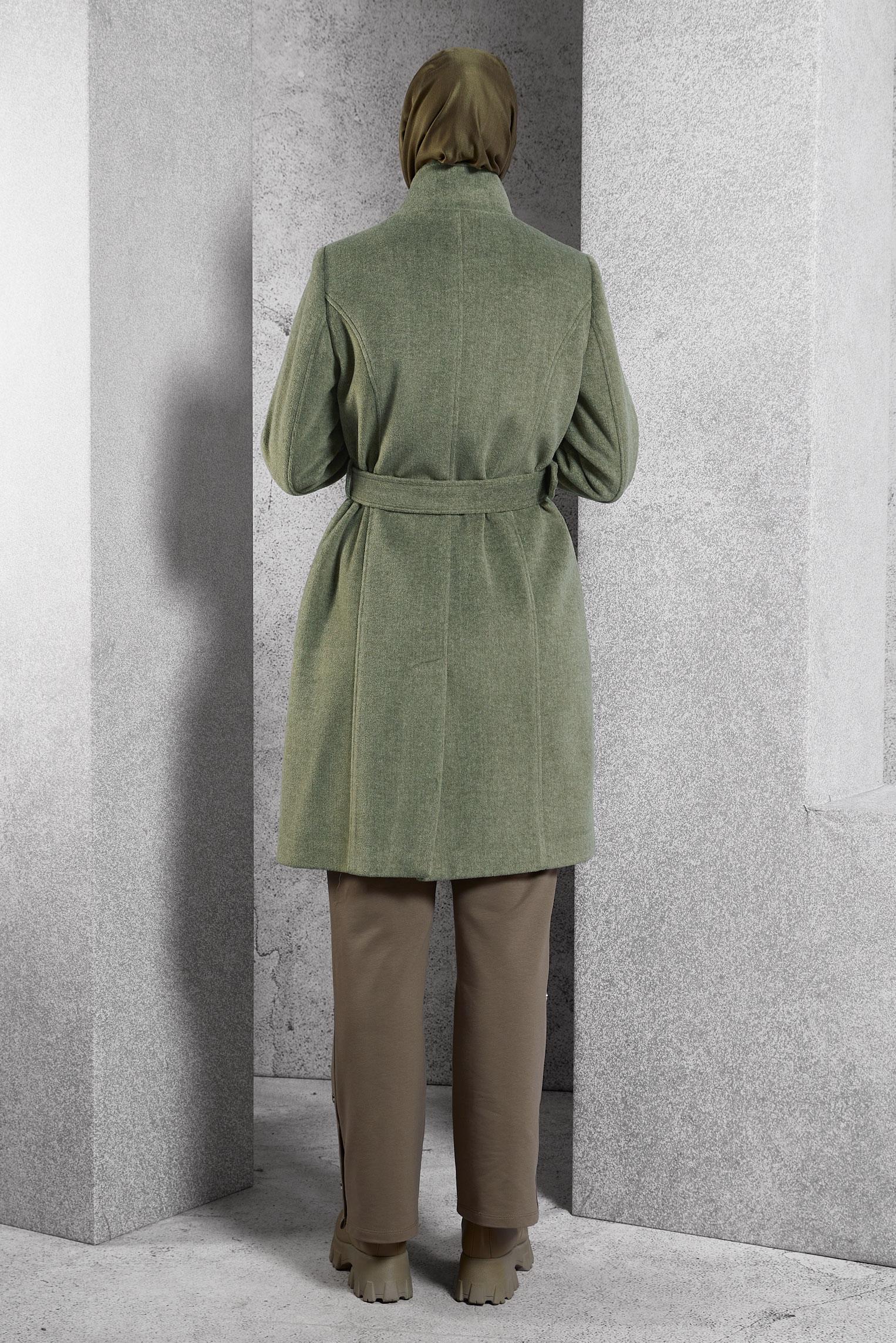 Vêtements hijab VERT MANTEAU CEINTURÉ 90546