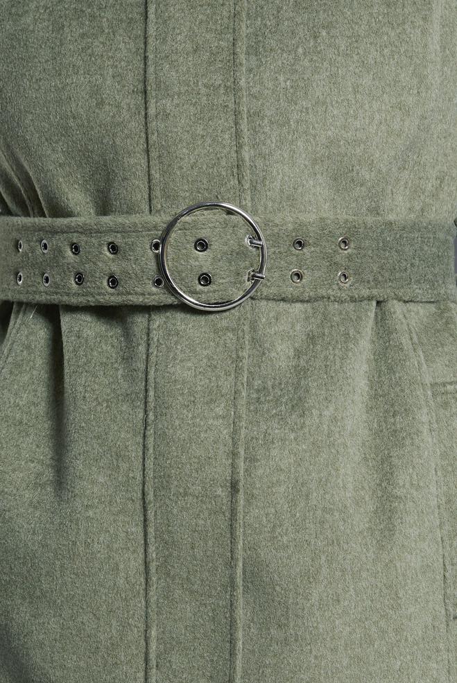 Vêtements hijab VERT MANTEAU CEINTURÉ 90546 - ALVİNA