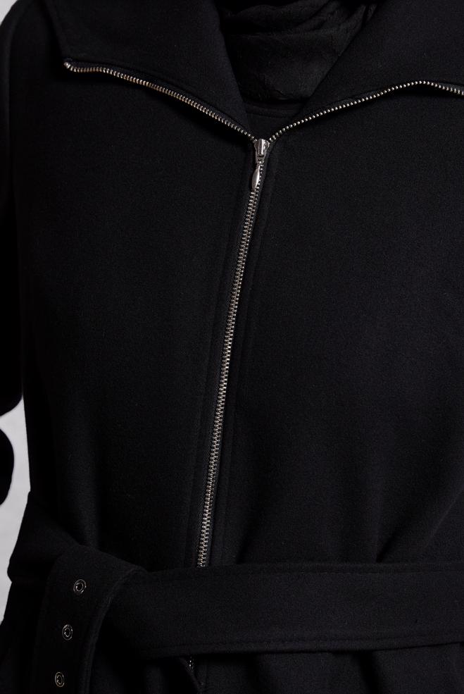 Hijab clothing BLACK BELTED COAT 90547 - ALVİNA
