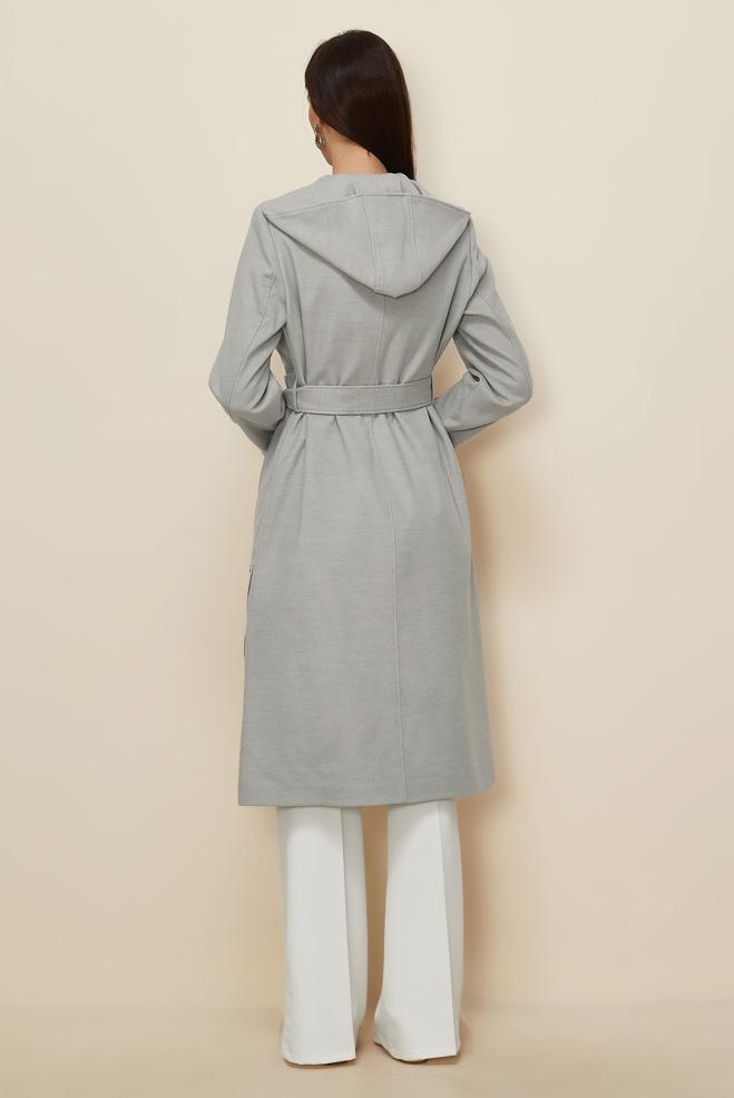 Hijab clothing GREY BELTED COAT 90547 - ALVİNA