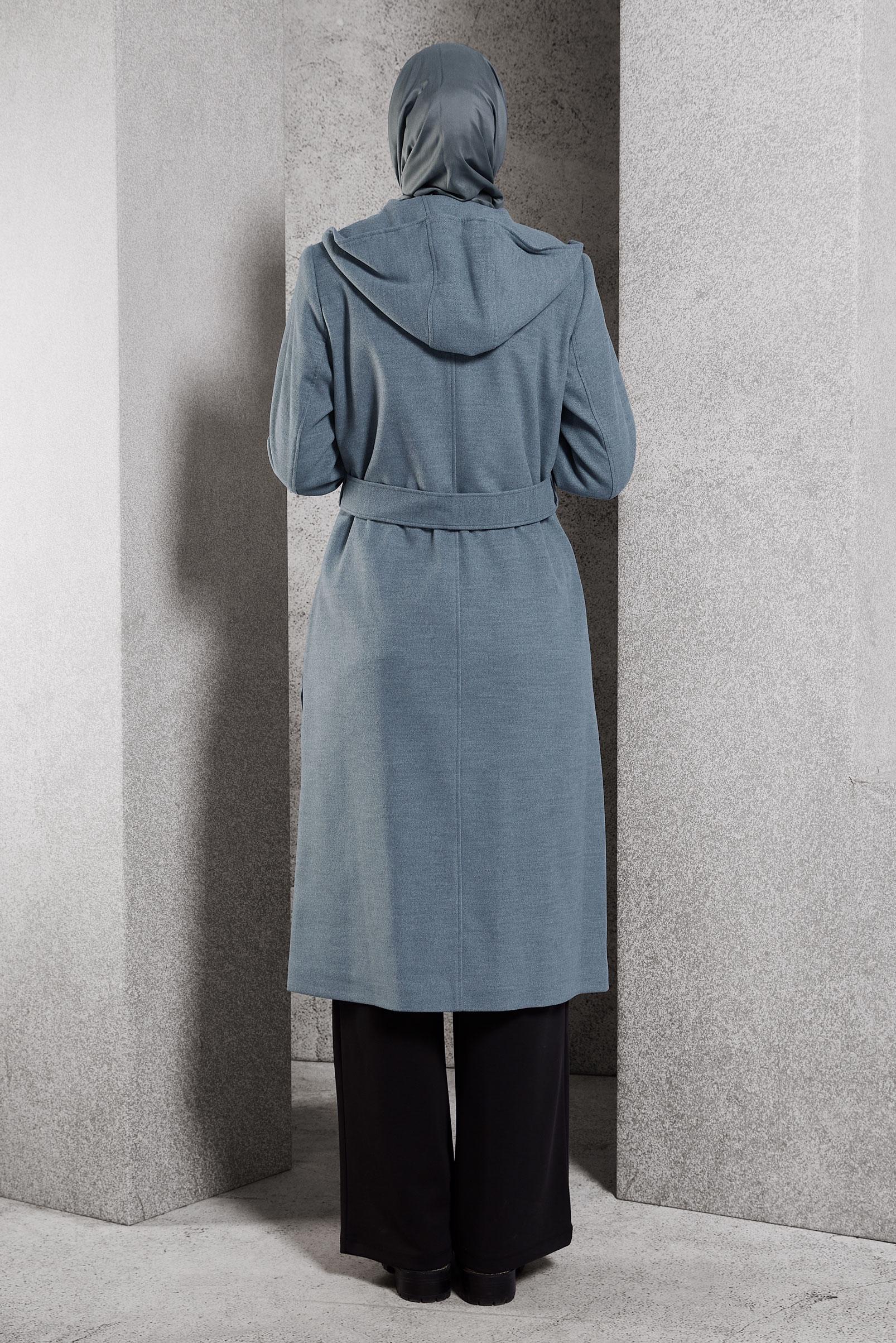 Hijab clothing GREY BELTED COAT 90547