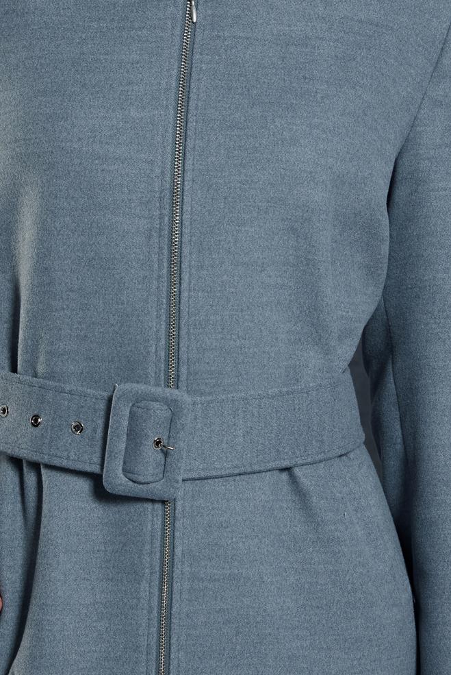 Vêtements hijab GRIS MANTEAU CEINTURÉ 90547 - ALVİNA