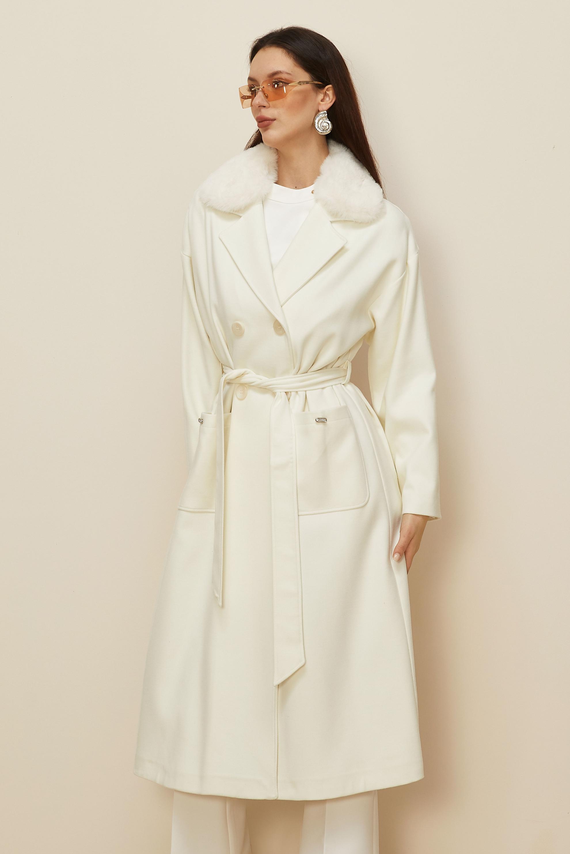 Hijab clothing WHITE BELTED COAT 90548