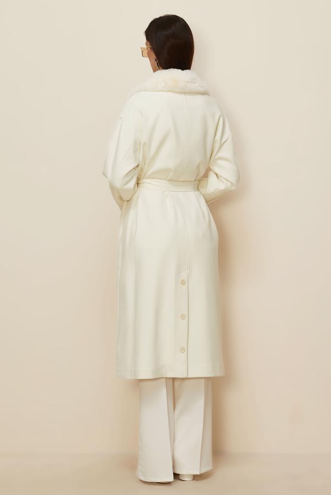 Hijab clothing WHITE BELTED COAT 90548 - ALVİNA