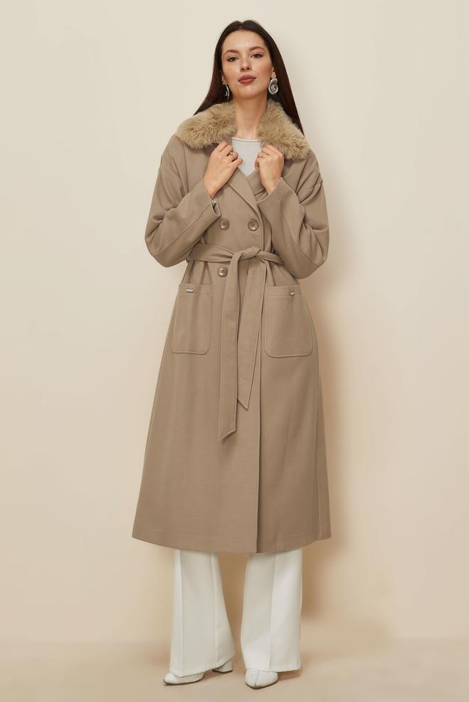 Hijab clothing BROWN BELTED COAT 90548 - ALVİNA